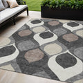 5 X 8 Gray Beige And Taupe Ogee Washable Indoor Outdoor Area Rug