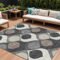 9 X 12 Gray Beige And Taupe Ogee Washable Indoor Outdoor Area Rug