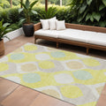 9 X 12 Yellow Mint Green And Beige Ogee Washable Indoor Outdoor Area Rug