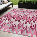 5 X 8 Blush Pink And Mauve Abstract Washable Indoor Outdoor Area Rug
