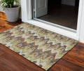 3 X 5 Chocolate Copper And Artichoke Green Abstract Washable Indoor Outdoor Area Rug