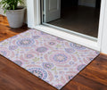 3 X 5 Blush Lavender And Purple Floral Washable Indoor Outdoor Area Rug