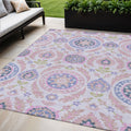 5 X 8 Blush Lavender And Purple Floral Washable Indoor Outdoor Area Rug