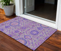 3 X 5 Lavender Lilac And Gray Floral Washable Indoor Outdoor Area Rug