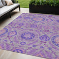 5 X 8 Lavender Lilac And Gray Floral Washable Indoor Outdoor Area Rug