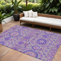 8 X 10 Lavender Lilac And Gray Floral Washable Indoor Outdoor Area Rug