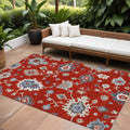 10 X 14 Red Gray And Taupe Floral Washable Indoor Outdoor Area Rug