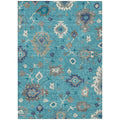 8 X 10 Teal Blue Silver And Gray Floral Washable Indoor Outdoor Area Rug