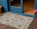 3 X 5 Taupe Silver And Gray Floral Washable Indoor Outdoor Area Rug