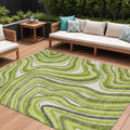 10 X 14 Lime Green And Charcoal Abstract Washable Indoor Outdoor Area Rug