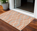 3 X 5 Peach Orange And Gray Abstract Washable Indoor Outdoor Area Rug