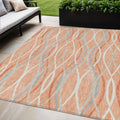 5 X 8 Peach Orange And Gray Abstract Washable Indoor Outdoor Area Rug
