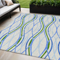 5 X 8 Sky Blue And Beige Abstract Washable Indoor Outdoor Area Rug