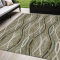 5 X 8 Taupe Beige And Charcoal Abstract Washable Indoor Outdoor Area Rug