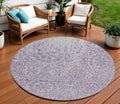 8 Lavender And Lilac Round Medallion Washable Indoor Outdoor Area Rug