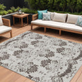 10 X 14 Chocolate Taupe And Beige Oriental Washable Indoor Outdoor Area Rug