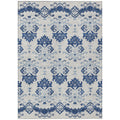 5 X 8 Navy Blue Beige And Denim Blue Oriental Washable Indoor Outdoor Area Rug
