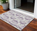 3 X 5 Purple Silver And Lilac Oriental Washable Indoor Outdoor Area Rug