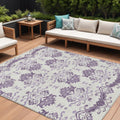9 X 12 Purple Silver And Lilac Oriental Washable Indoor Outdoor Area Rug