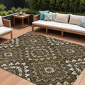 9 X 12 Brown Taupe And Gray Floral Washable Indoor Outdoor Area Rug