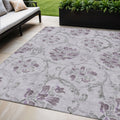 5 X 8 Lavender Purple And Gray Floral Washable Indoor Outdoor Area Rug