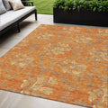 5 X 8 Orange Gray And Beige Floral Washable Indoor Outdoor Area Rug