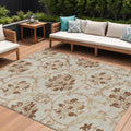 8 X 10 Terra Cotta Copper And Beige Floral Washable Indoor Outdoor Area Rug
