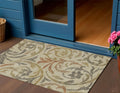 3 X 5 Beige Taupe And Copper Floral Washable Indoor Outdoor Area Rug