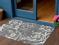 3 X 5 Charcoal Silver And Gray Floral Washable Indoor Outdoor Area Rug