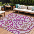 10 X 14 Lavender Blush And Purple Floral Washable Indoor Outdoor Area Rug