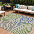 9 X 12 Beige Taupe And Green Abstract Washable Indoor Outdoor Area Rug