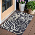 3 X 5 Black Charcoal And Gray Abstract Washable Indoor Outdoor Area Rug