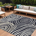 10 X 14 Black Charcoal And Gray Abstract Washable Indoor Outdoor Area Rug
