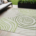 5 X 8 Artichoke Green And Fern Green Abstract Washable Indoor Outdoor Area Rug