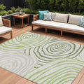 8 X 10 Artichoke Green And Fern Green Abstract Washable Indoor Outdoor Area Rug