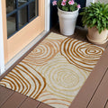 3 X 5 Terra Cotta Copper And Gold Abstract Washable Indoor Outdoor Area Rug