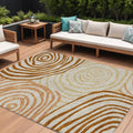 10 X 14 Terra Cotta Copper And Gold Abstract Washable Indoor Outdoor Area Rug