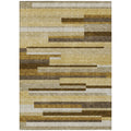 3 X 5 Khaki Taupe And Gold Striped Washable Indoor Outdoor Area Rug