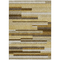 9 X 12 Khaki Taupe And Gold Striped Washable Indoor Outdoor Area Rug