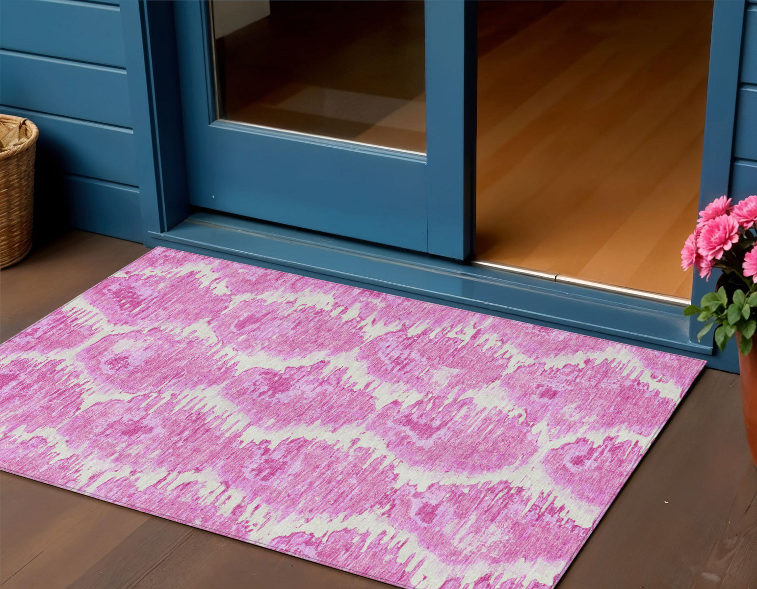 3 X 5 Pink Blush And Mauve Abstract Washable Indoor Outdoor Area Rug