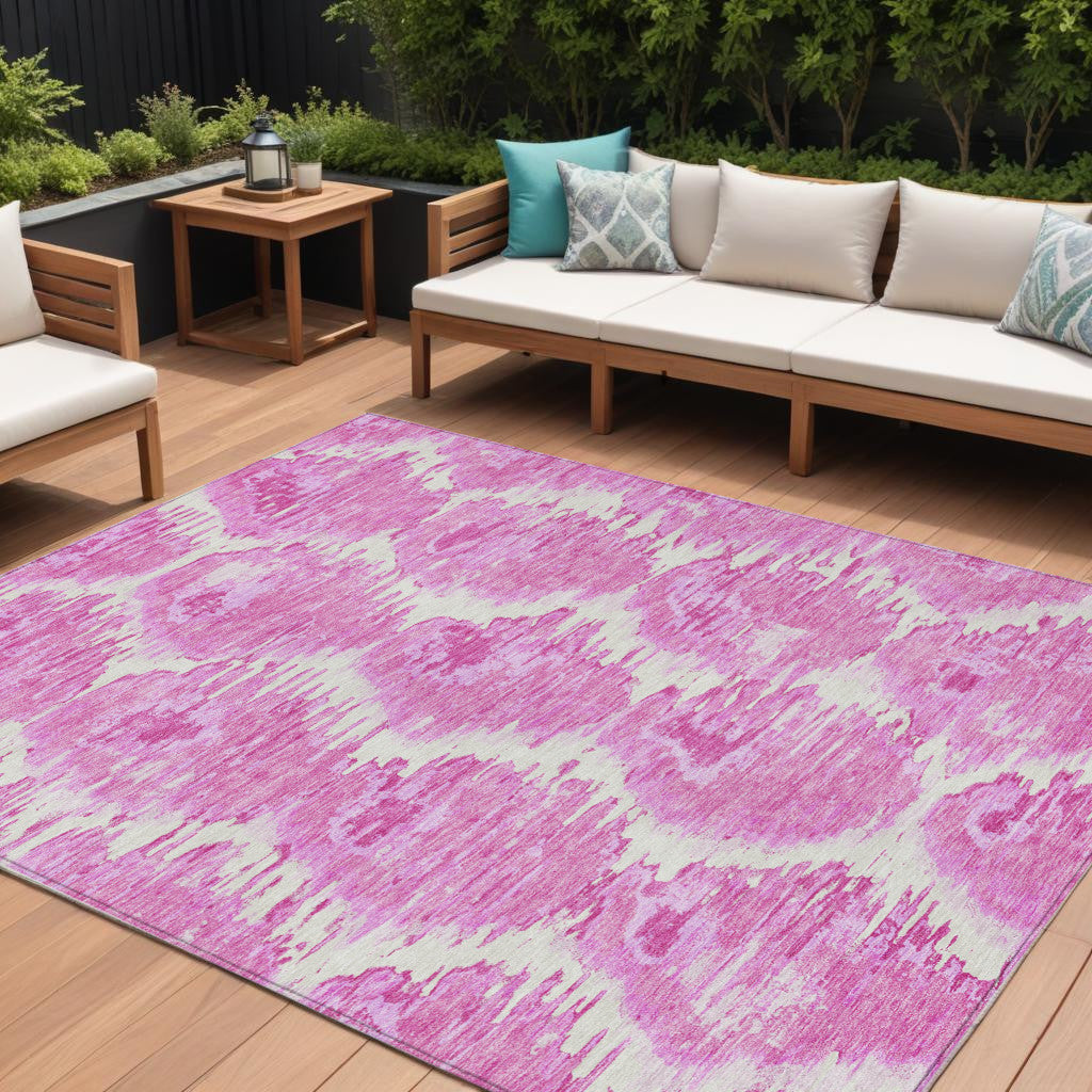 8 X 10 Pink Blush And Mauve Abstract Washable Indoor Outdoor Area Rug