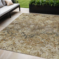 5 X 8 Beige Brown And Copper Geometric Washable Indoor Outdoor Area Rug