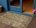 3 X 5 Brown Copper And Gold Geometric Washable Indoor Outdoor Area Rug