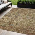 5 X 8 Brown Copper And Gold Geometric Washable Indoor Outdoor Area Rug
