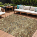10 X 14 Brown Copper And Gold Geometric Washable Indoor Outdoor Area Rug