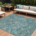 9 X 12 Sage Teal Blue And Gray Geometric Washable Indoor Outdoor Area Rug