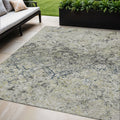 5 X 8 Silver Gray And Charcoal Geometric Washable Indoor Outdoor Area Rug