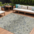 9 X 12 Silver Gray And Charcoal Geometric Washable Indoor Outdoor Area Rug