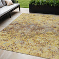 5 X 8 Wheat Gold And Gray Geometric Washable Indoor Outdoor Area Rug