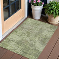 3 X 5 Artichoke Green And Fern Green Floral Washable Indoor Outdoor Area Rug